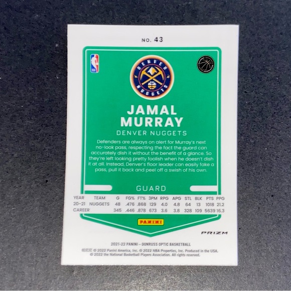 Jamal Murray Panini Blue Velocity Prizm Holo- Donruss Optic 2022 #43 - Picture 2 of 2